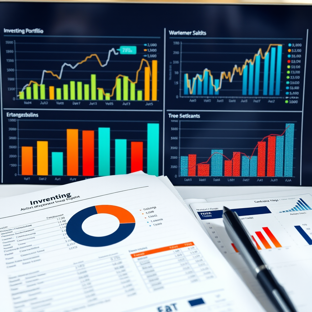 Investmentportfolio-Analyse mit Diagrammen, Grafiken und deutschen Finanzberichten