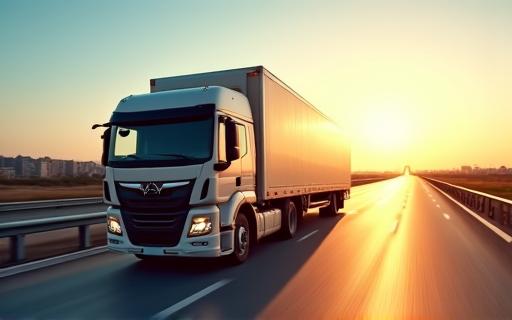 A delivery truck on a highway
